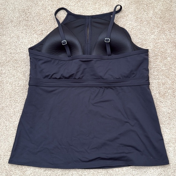 Lands' End Mock Neck High Waist Wireless Black Tankini & Bottom Swimsuit Set 18 - Picture 5 of 10